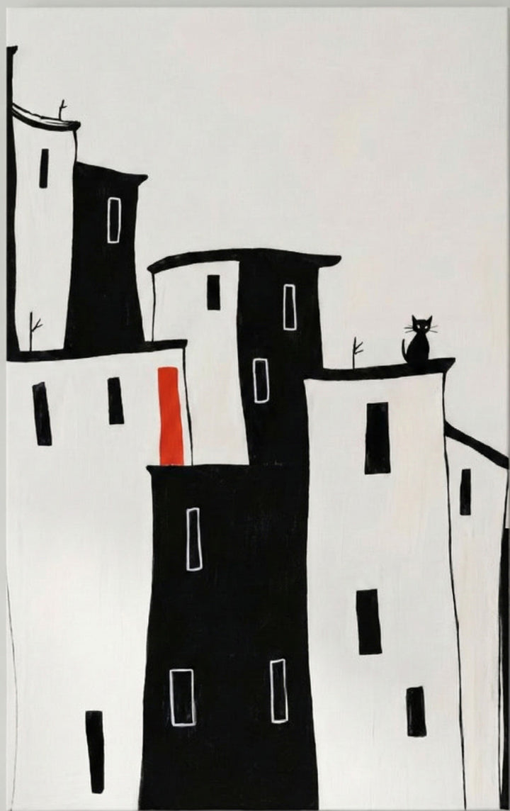 Minimal Black & White City Canvas