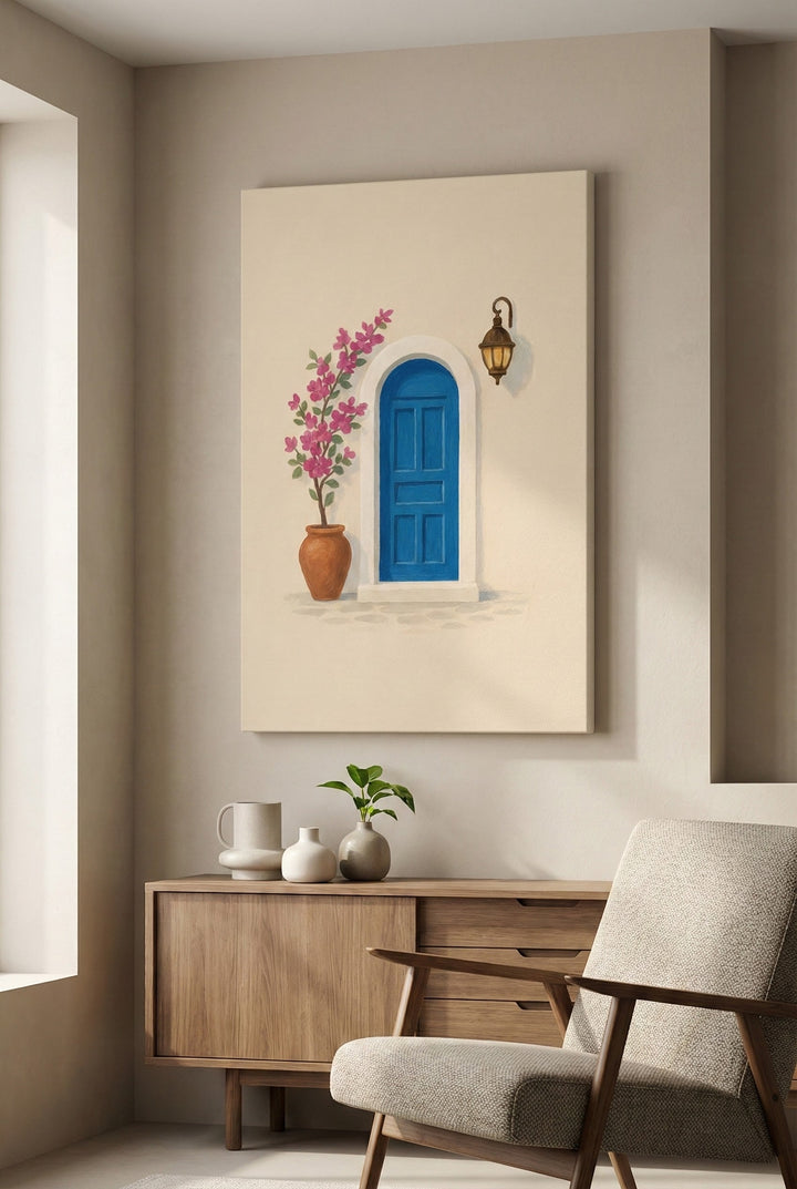 Blue Door Floral Canvas