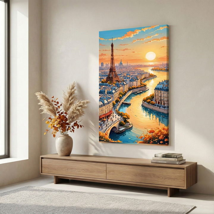 Paris Sunset Eiffel Tower Canvas Art