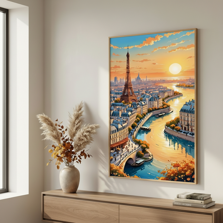 Paris Sunset Eiffel Tower Canvas Art