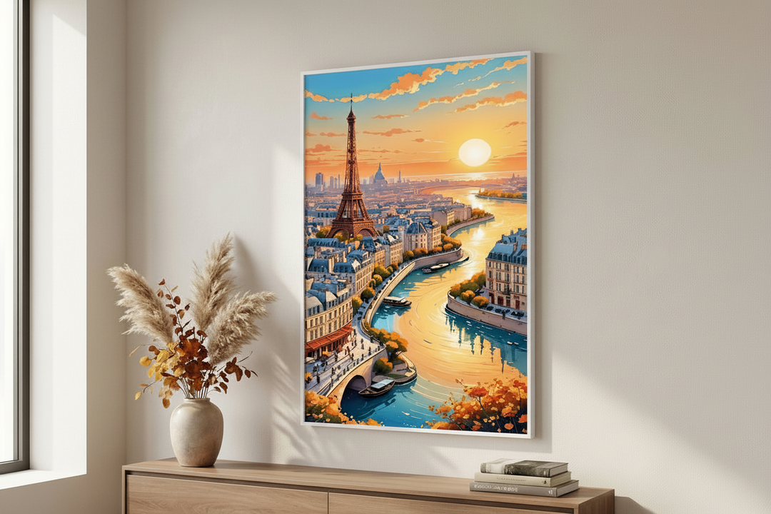 Paris Sunset Eiffel Tower Canvas Art