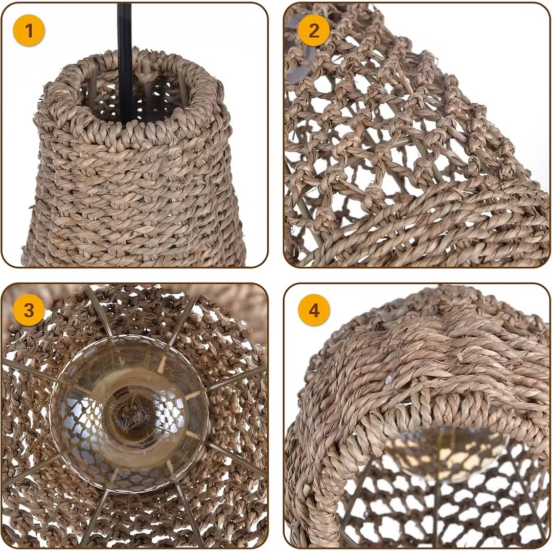 Coastal Woven Bamboo Pendant Light Trio