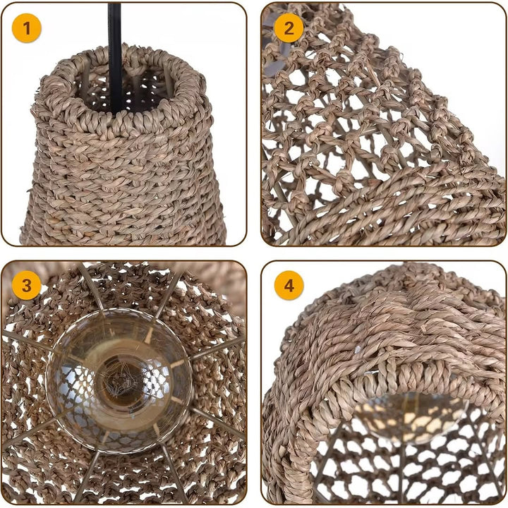 Coastal Woven Bamboo Pendant Light Trio