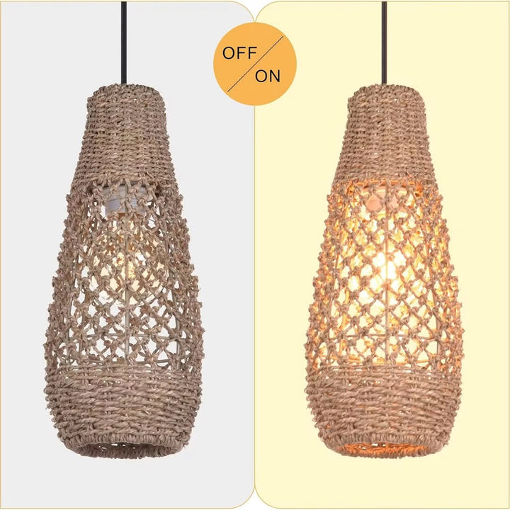 Coastal Woven Bamboo Pendant Light Trio