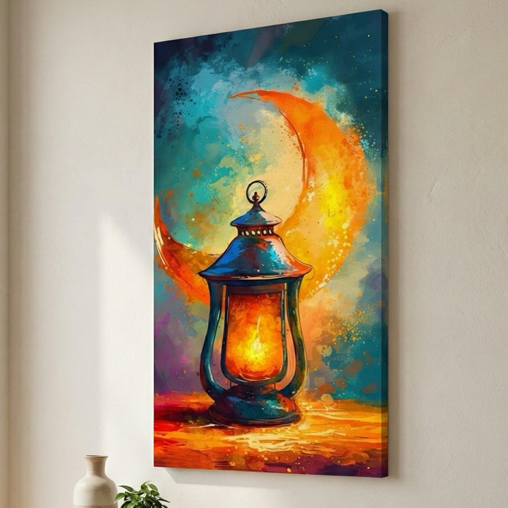 Crescent Moon Lantern Canvas Art