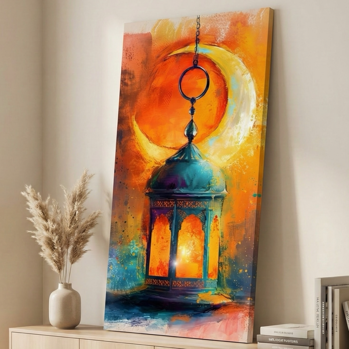 Hanging Lantern Crescent Canvas Art