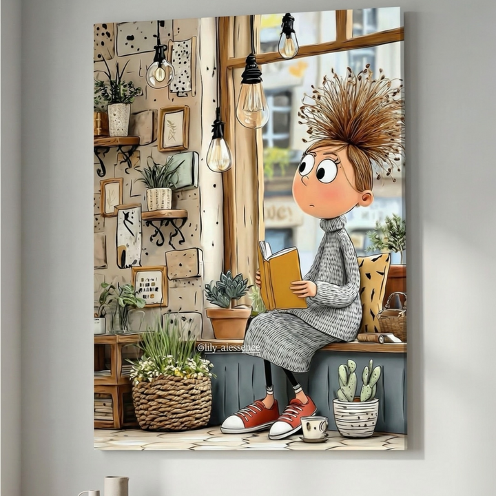 Whimsical Girl Reading Canvas Art