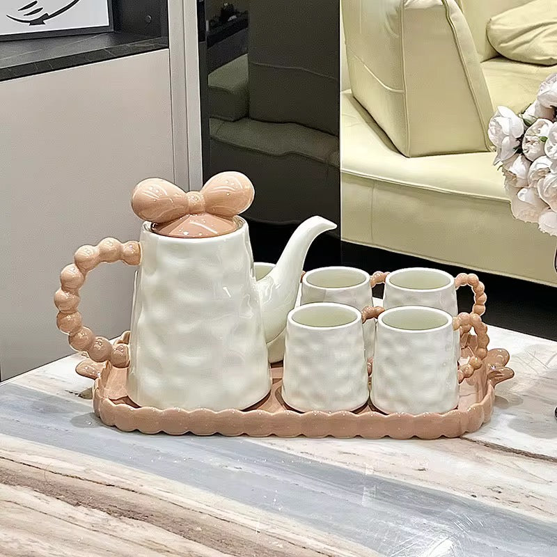Luxury Ceramic Tea Set with Decorative Tray