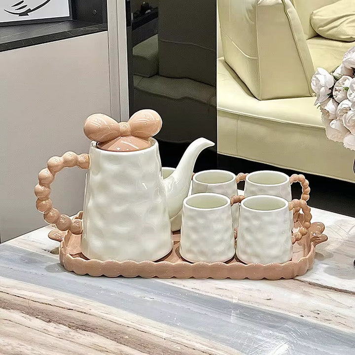 Luxury Ceramic Tea Set with Decorative Tray