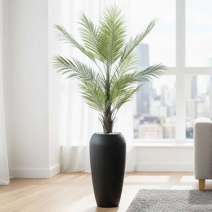 Artificial Palm Tree with Fiberglass Black Pot