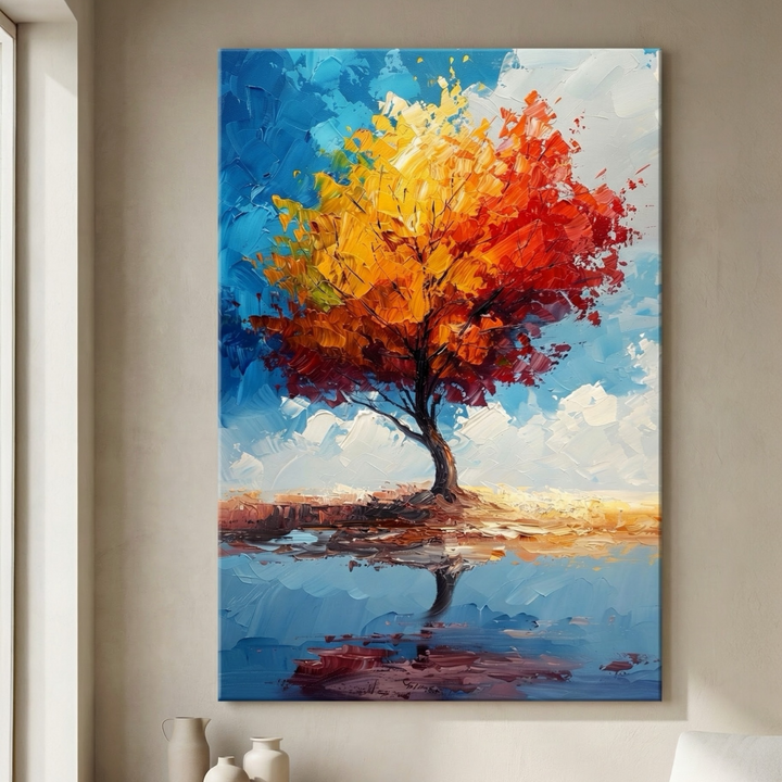 Colorful Tree Reflection Canvas Art