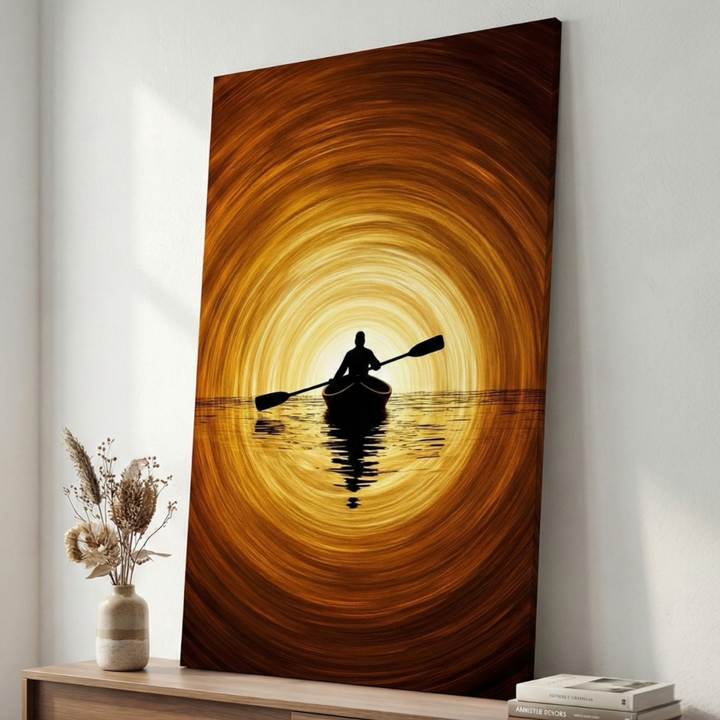 Golden Journey Canoe Canvas Art