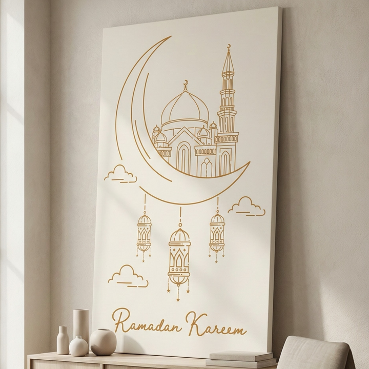 Ramadan Kareem Mosque & Lanterns Canvas Art