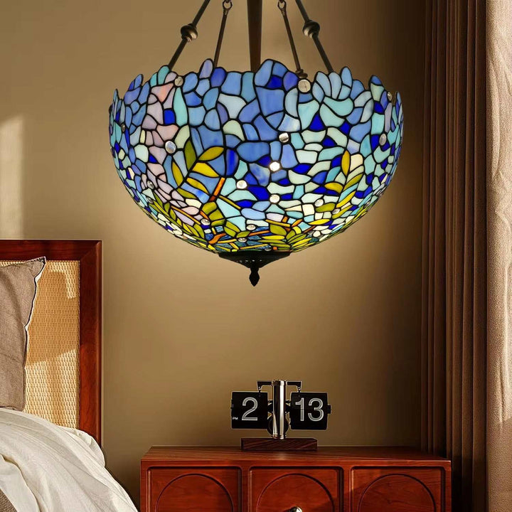 Blue Tiffany Semi-Flush Ceiling Light