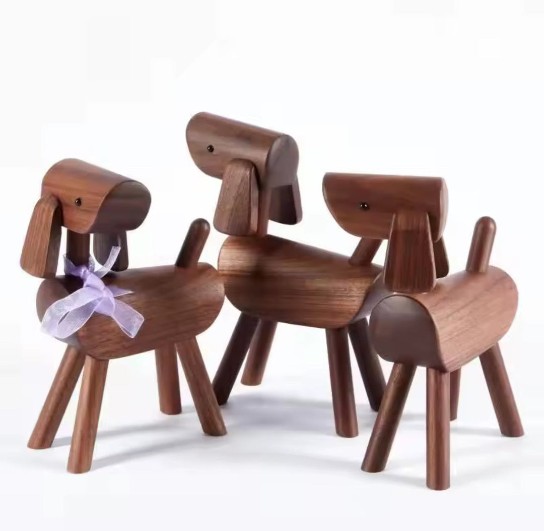 Wooden Poodle Figurine