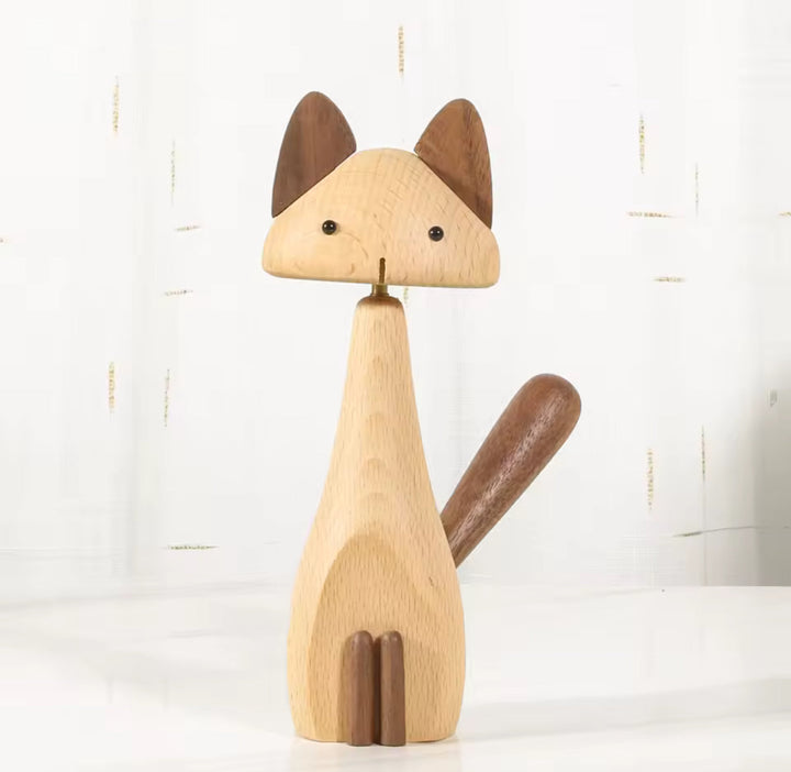 Wooden Cat Figurine