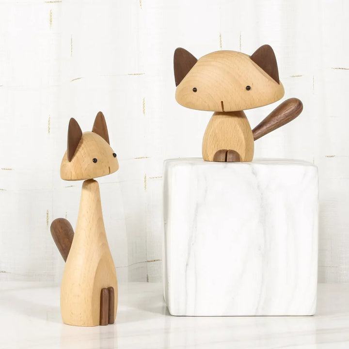 Wooden Cat Figurine