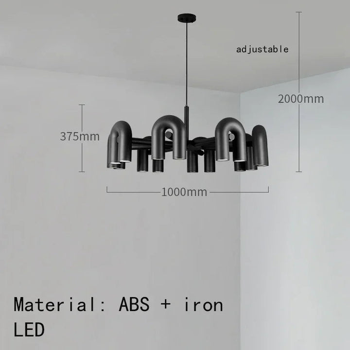 Modern Black Tube Chandelier