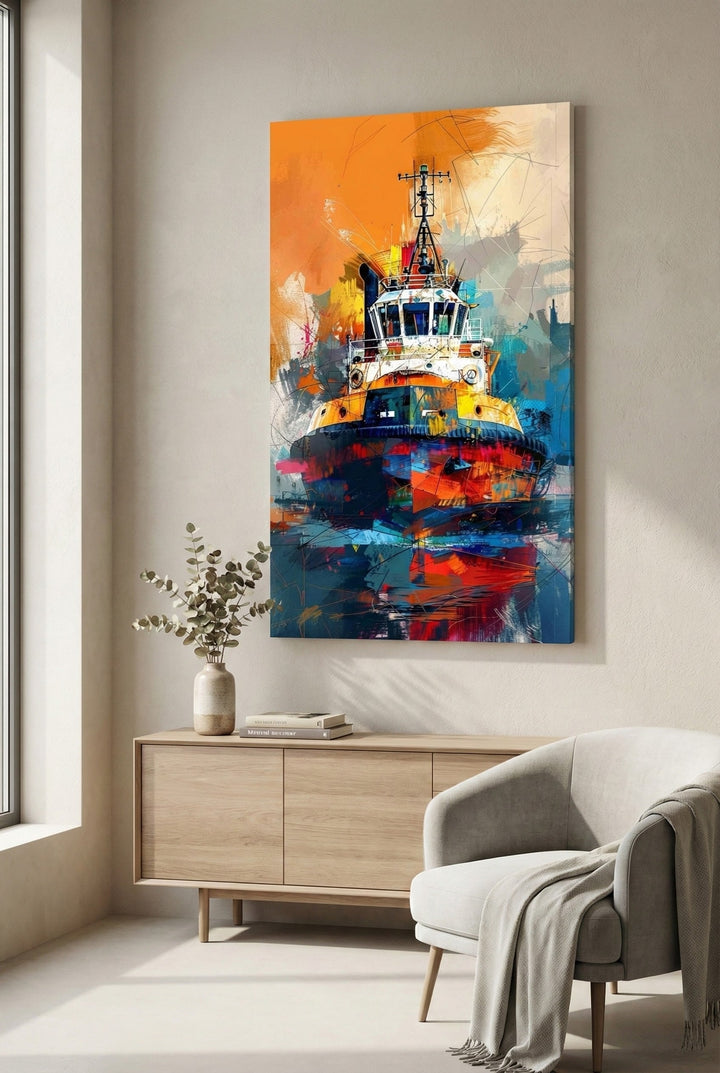 Abstract Tugboat Canvas Art