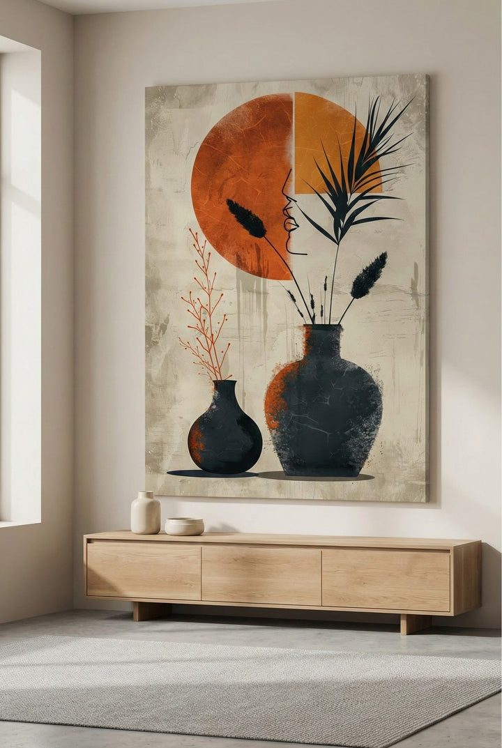 Abstract Vases & Sun Canvas Art