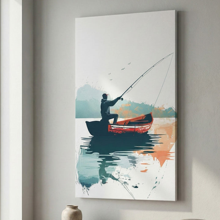 Minimalist Fisherman Boat Canvas Art