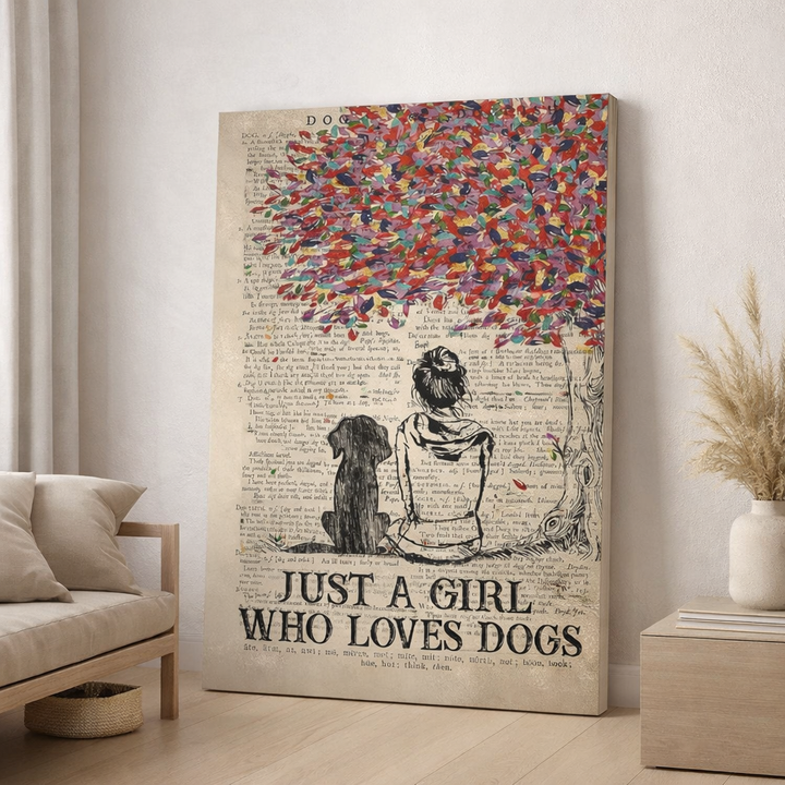 Girl & Dog Canvas Wall Art