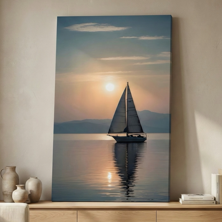 Serene Sailboat Sunset Canvas