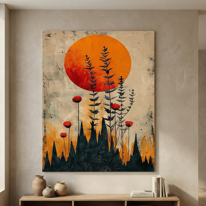 Abstract Botanical Sunset Canvas