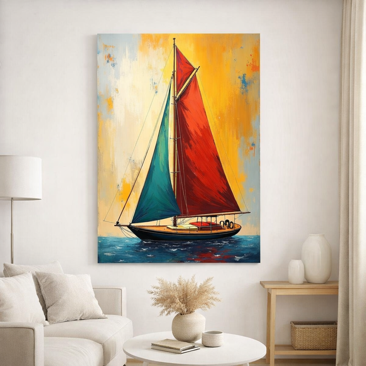 Colorful Sailboat Abstract Canvas
