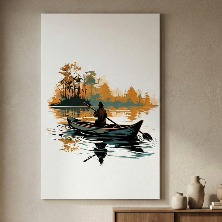 Minimalist Rowboat Reflection Canvas