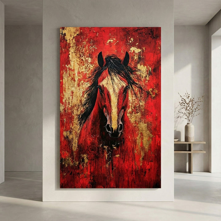 Red Horse Abstract Canvas