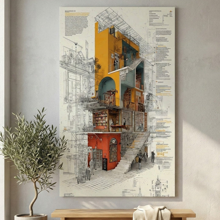 Architectural Blueprint Art Canvas
