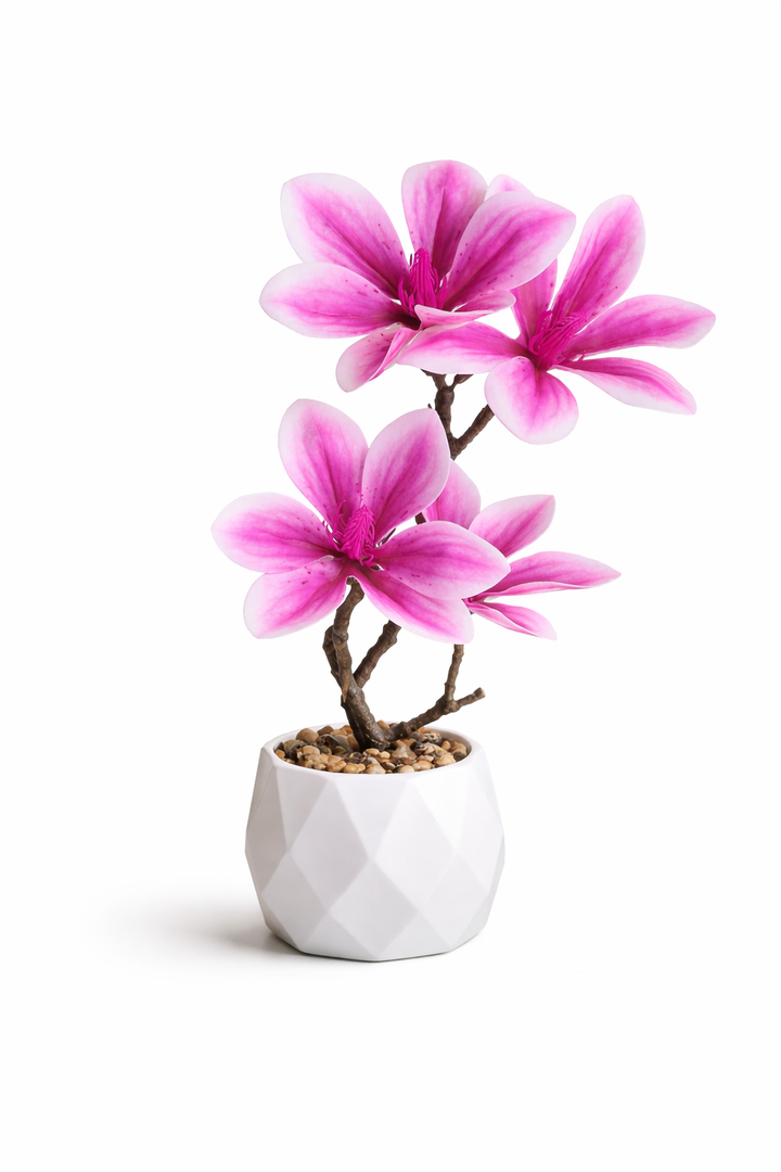 Artificial Blush Magnolia Flower Tabletop Plant