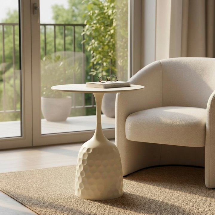 Sculptural White Side Table