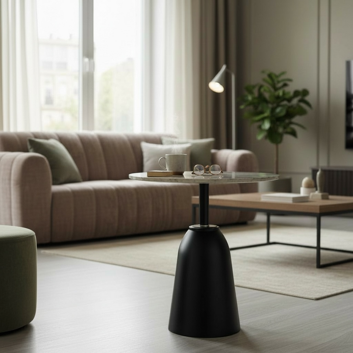 Marble Top Black Side Table