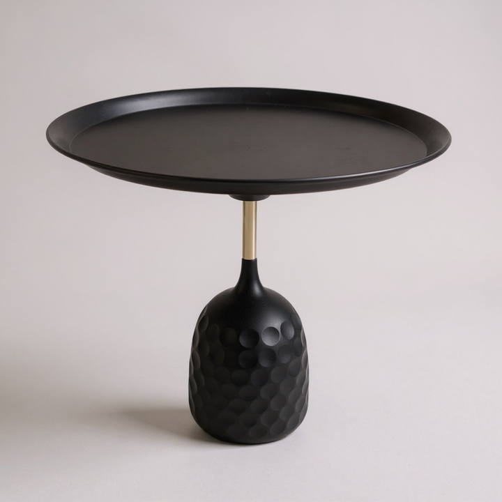 Metal Top Black Side Table