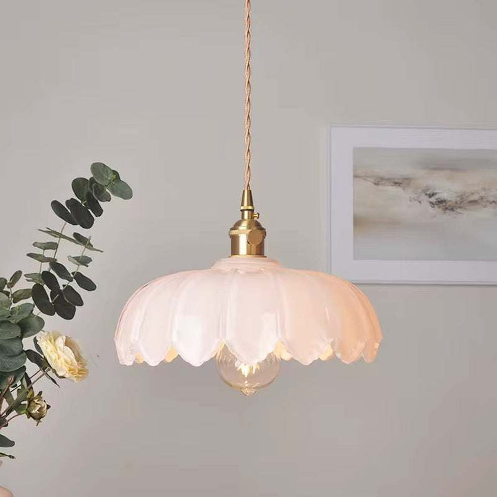 Vintage glass petal pendant with soft edges for warm vintage decor