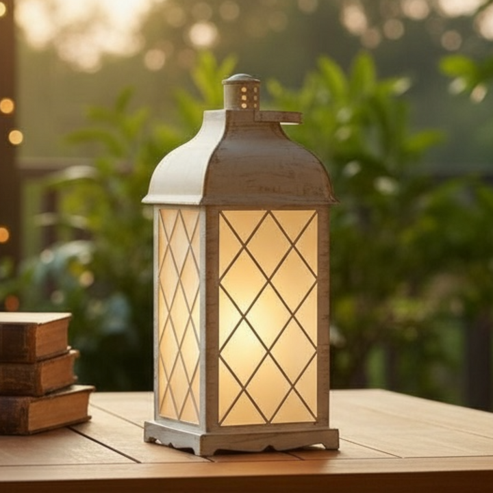 LED Rustic Wooden Lantern