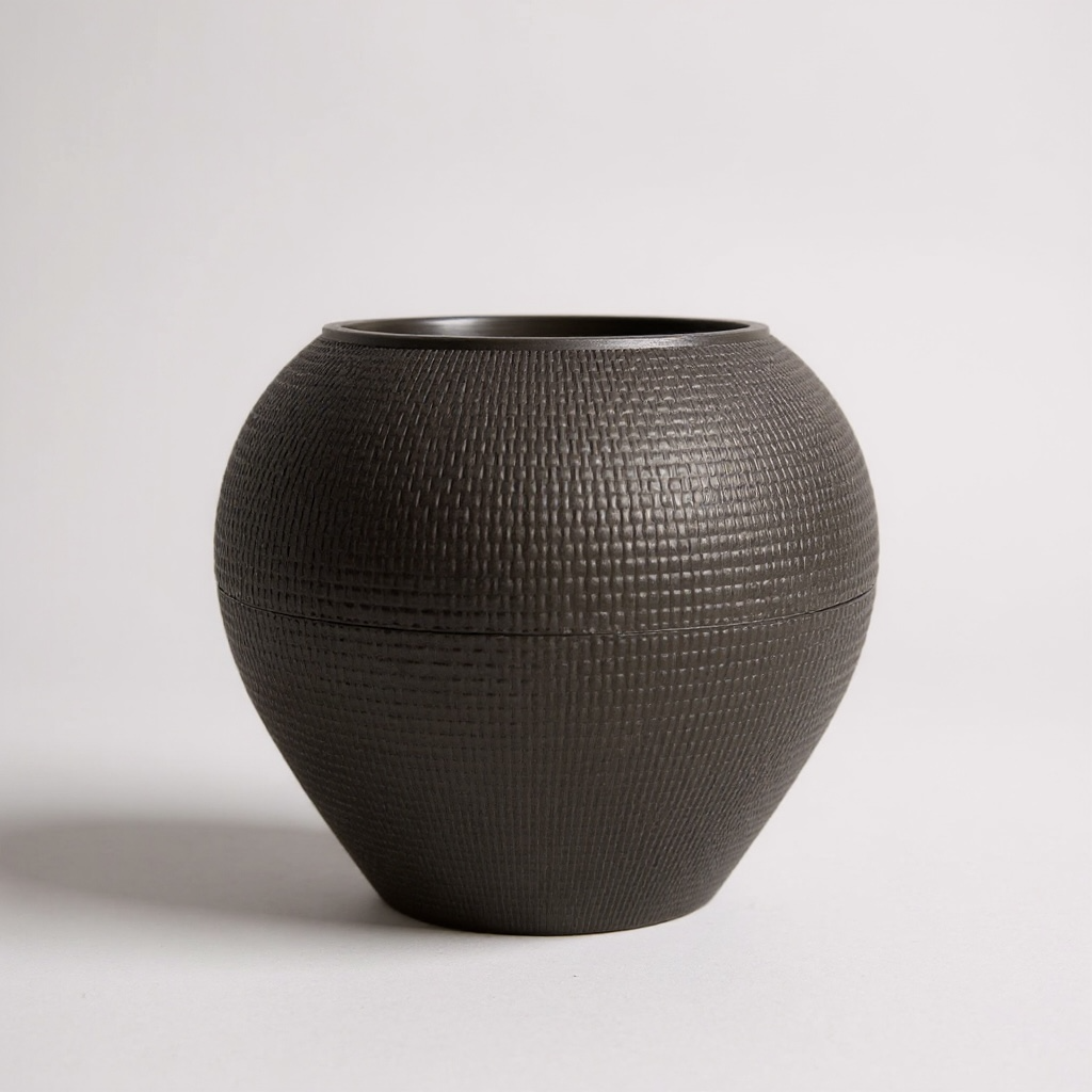 Textured White Round Planter Pot