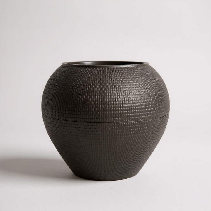 Textured White Round Planter Pot