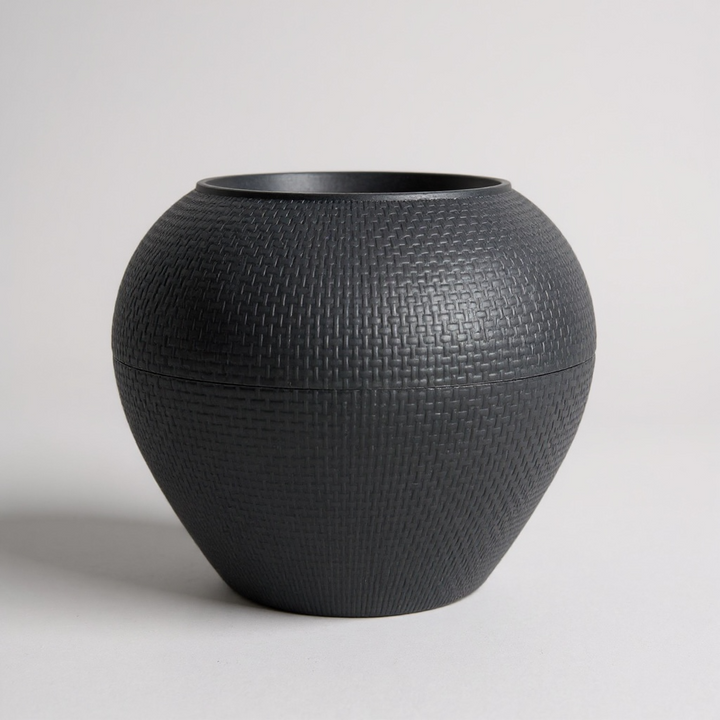 Textured White Round Planter Pot