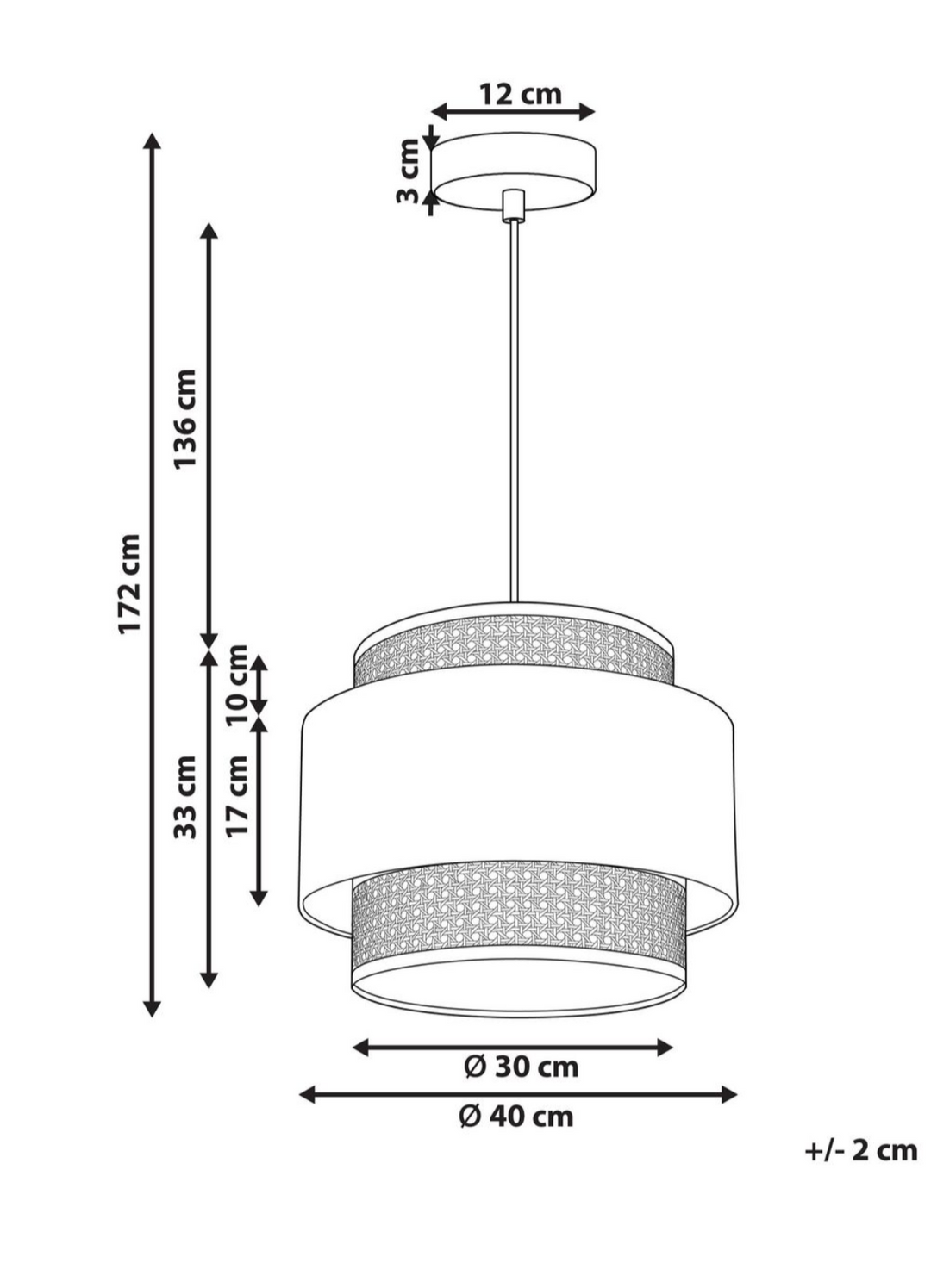 Woven Rattan and Fabric Pendant Light