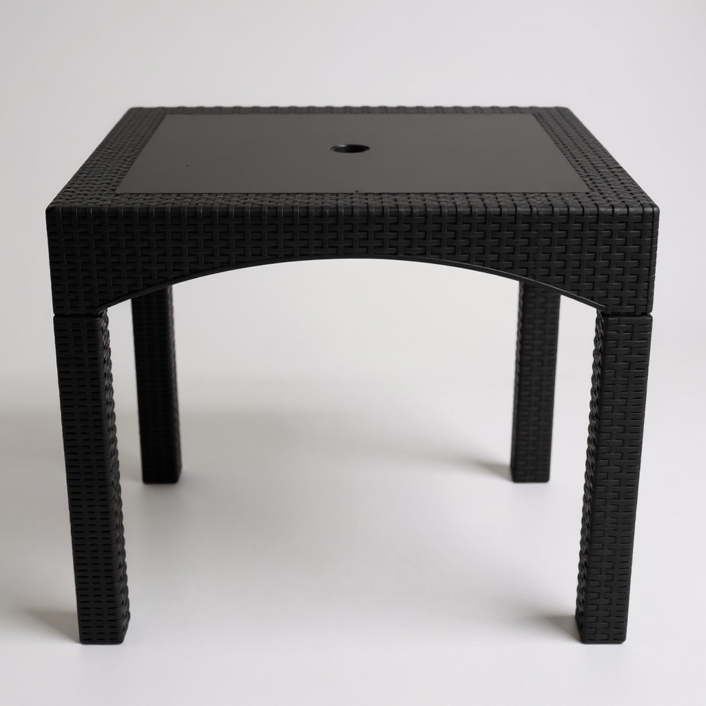 Firoze Black Woven Outdoor Side Table