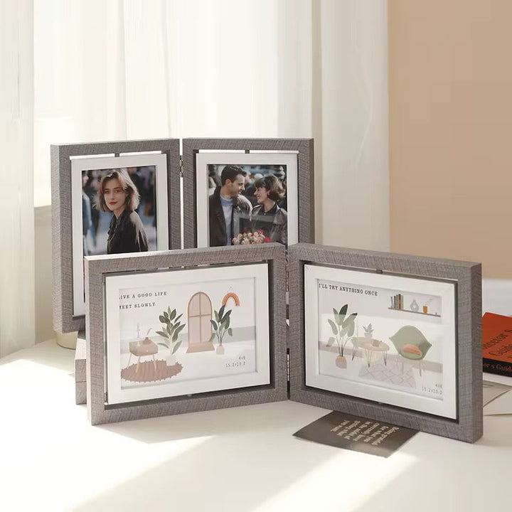 Double Wooden Photo Frame for Table Display