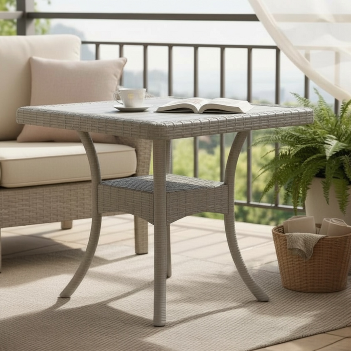 Miami Light Grey Woven Outdoor Side Table