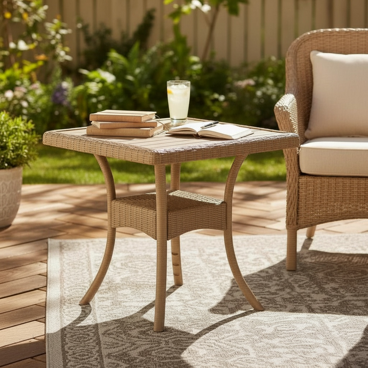Miami Natural Woven Outdoor Side Table