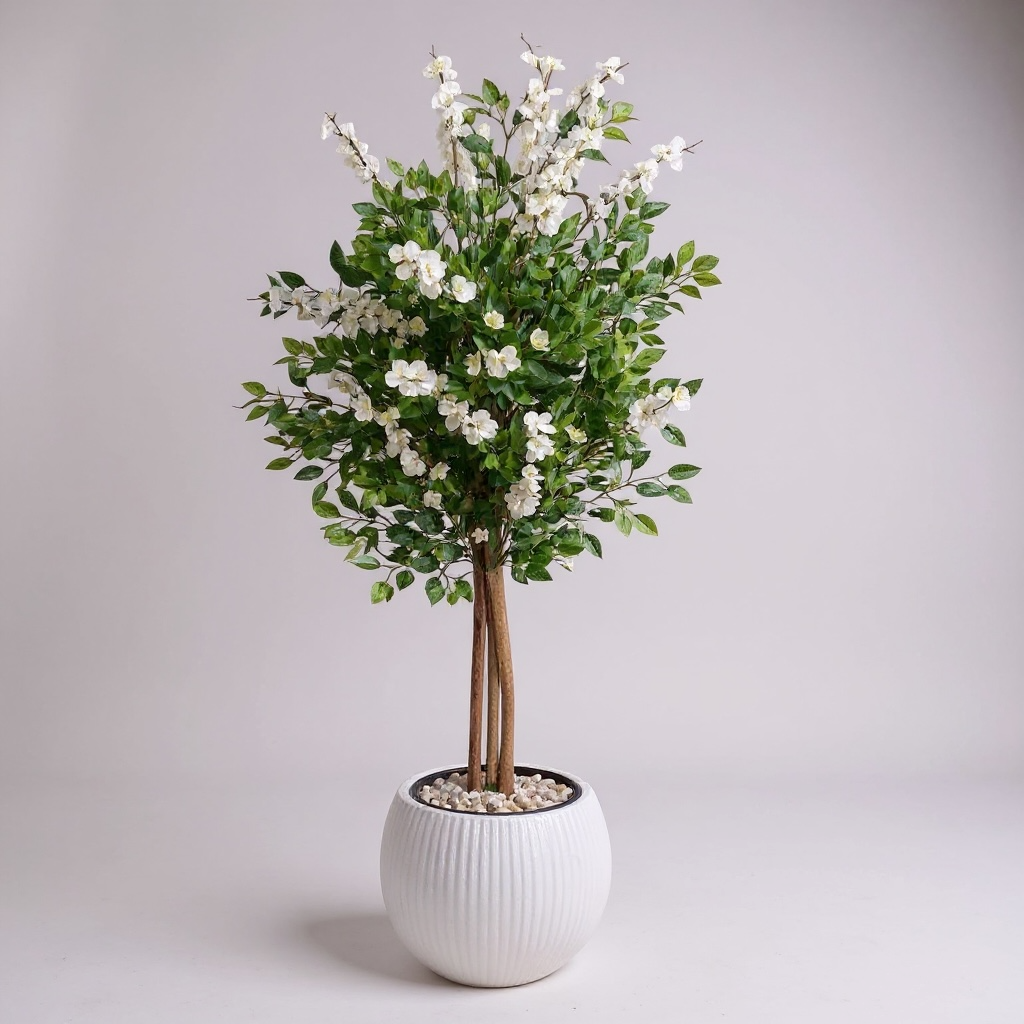 Artificial White Blossom Tree in Pot