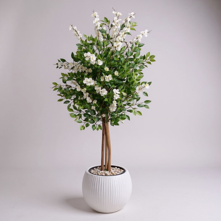 Artificial White Blossom Tree in Pot