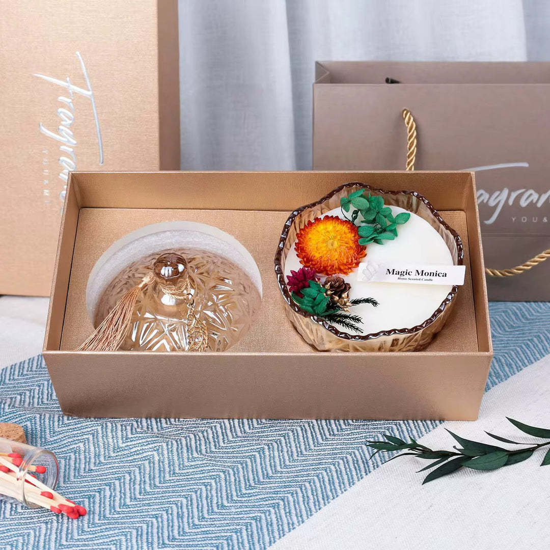 Luxury Scented Candle Gift Set with Glass Jar