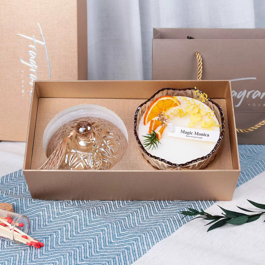 Luxury Scented Candle Gift Set with Glass Jar